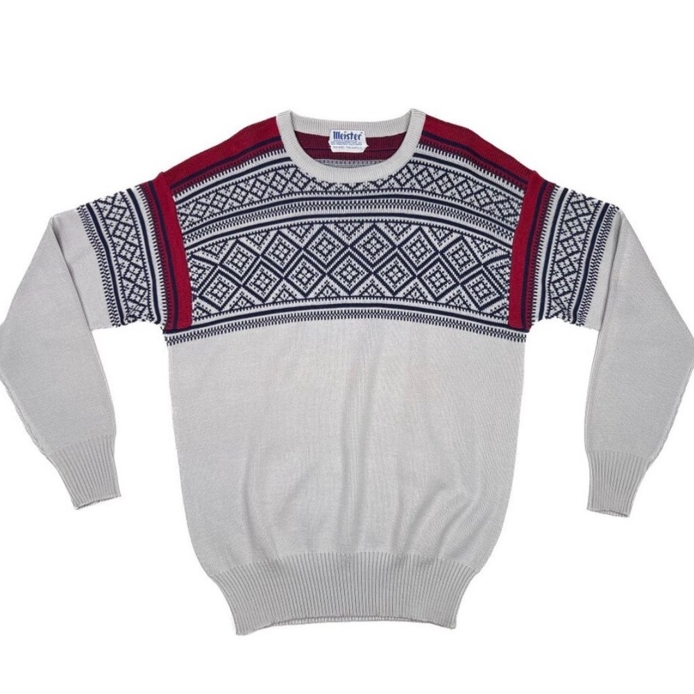 Meister '80s Vintage Fair Isle Wool Blend Ski Sweater Crewneck Size XL - NWOT